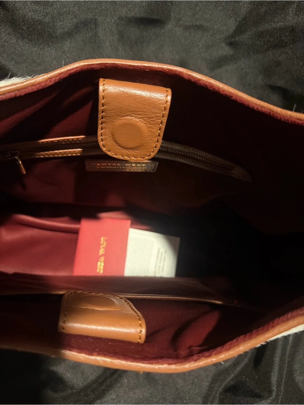 Cowhide Brown and White Hobo Shoulder Bag with Leather Strap